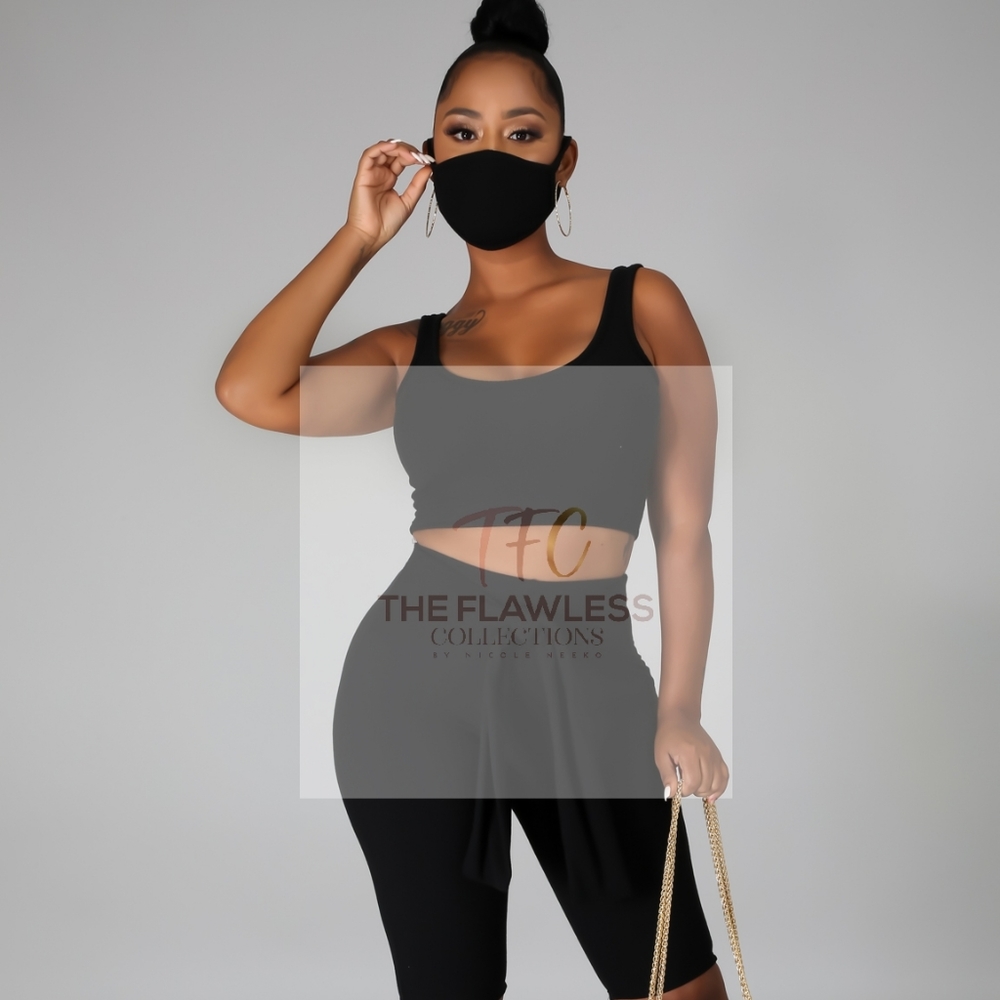 Black biker shorts set